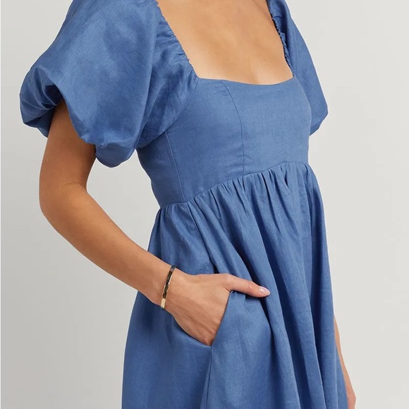 DISSH SIMONS COBALT LINEN MIDI DRESS. - Picture 5 of 10